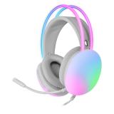 Mars Gaming - MH-GLOW Blanco, Auriculares 360° Full Chroma RGB Flow, Micrófono Cancelación de Ruido, Diseño Ultra-ligero, Almoha