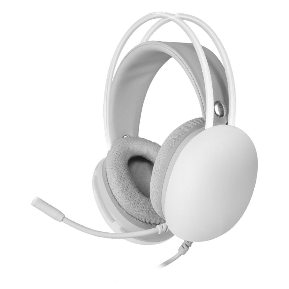 Mars Gaming - MH-GLOW Blanco, Auriculares 360° Full Chroma RGB Flow, Micrófono Cancelación de Ruido, Diseño Ultra-ligero, Almoha