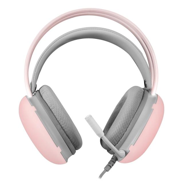 Mars Gaming - MH-GLOW Rosa, Auriculares 360° Full Chroma RGB Flow, Micrófono Cancelación de Ruido, Diseño Ultra-ligero, Almohadi