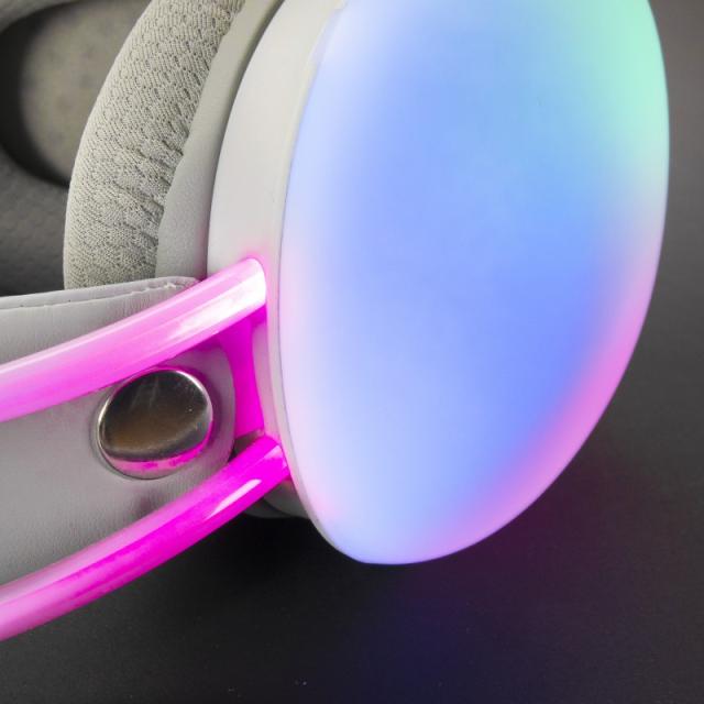 Mars Gaming - MH-GLOW Rosa, Auriculares 360° Full Chroma RGB Flow, Micrófono Cancelación de Ruido, Diseño Ultra-ligero, Almohadi