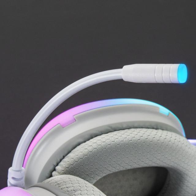 Mars Gaming - MH-GLOW Rosa, Auriculares 360° Full Chroma RGB Flow, Micrófono Cancelación de Ruido, Diseño Ultra-ligero, Almohadi