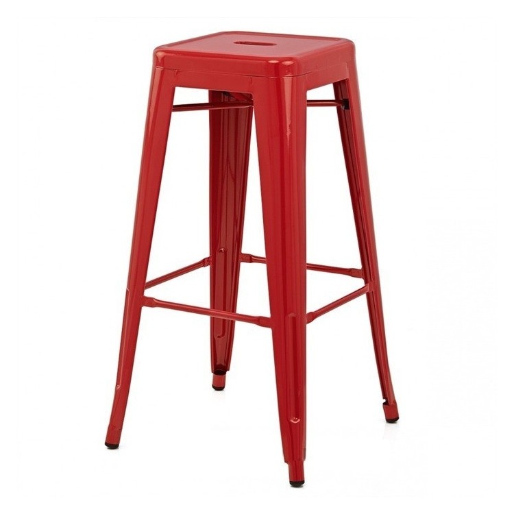 Taburete TOL, acero, rojo