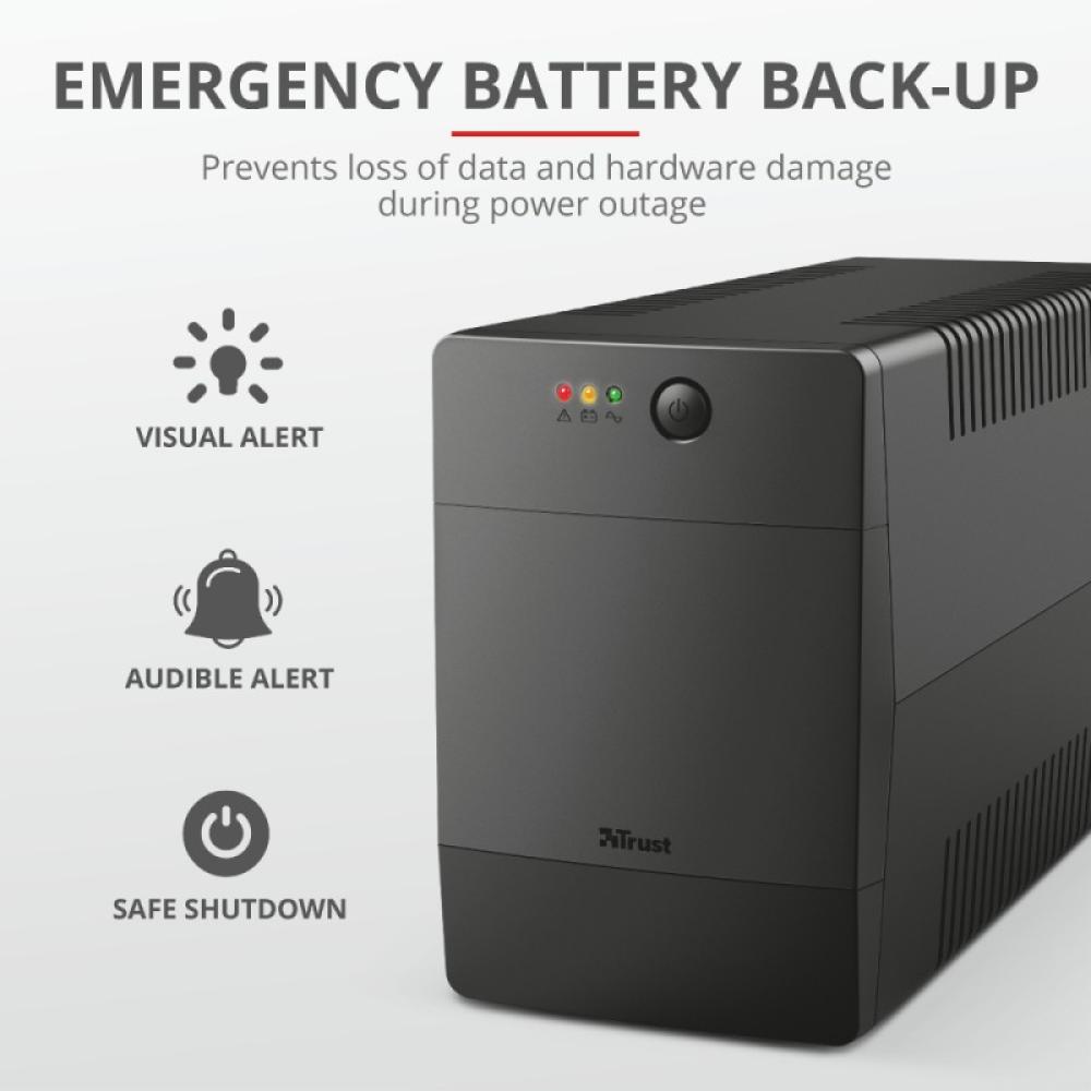 Trust - Paxxon sistema de alimentación ininterrumpida (UPS) 1 kVA 600 W 4 salidas AC