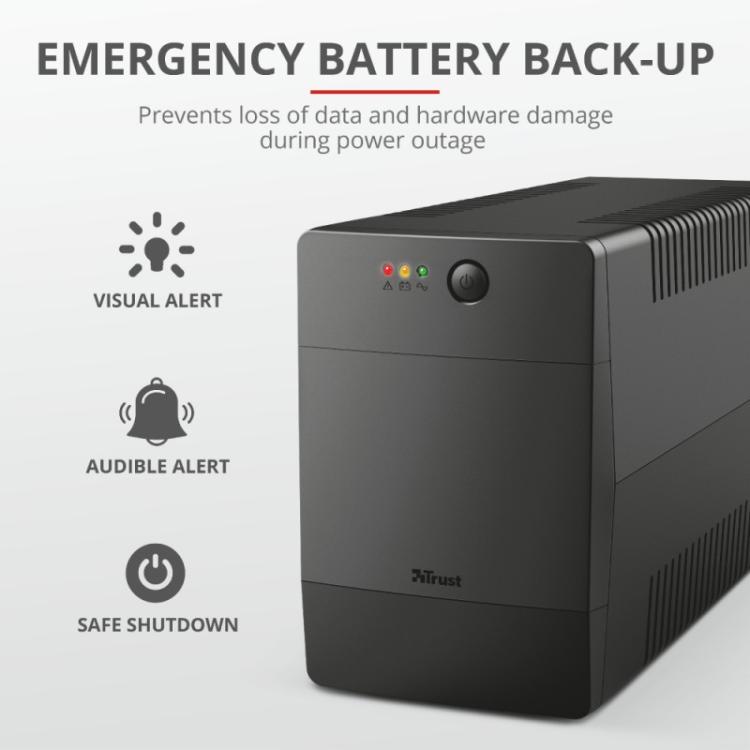 Trust - Paxxon sistema de alimentación ininterrumpida (UPS) 1 kVA 600 W 4 salidas AC