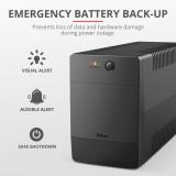 Trust - Paxxon sistema de alimentación ininterrumpida (UPS) 1 kVA 600 W 4 salidas AC