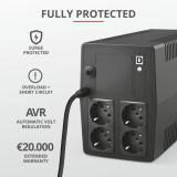 Trust - Paxxon sistema de alimentación ininterrumpida (UPS) 1 kVA 600 W 4 salidas AC