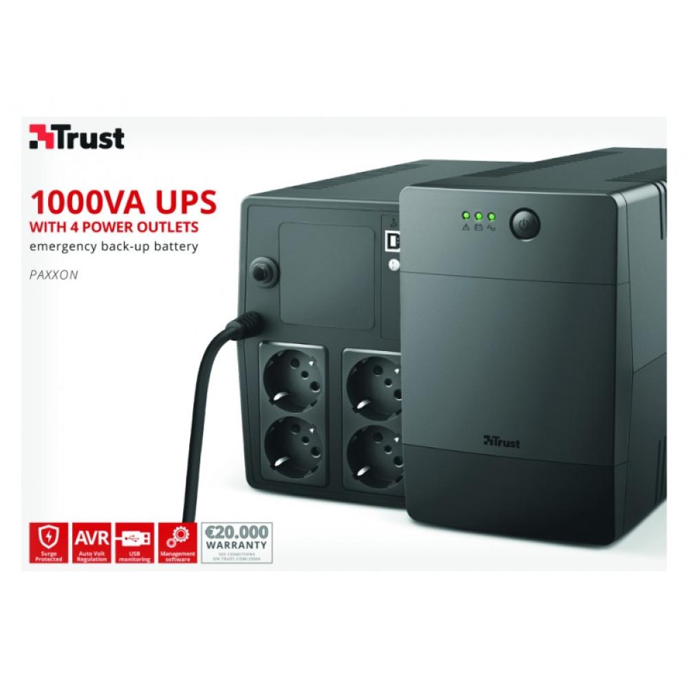 Trust - Paxxon sistema de alimentación ininterrumpida (UPS) 1 kVA 600 W 4 salidas AC