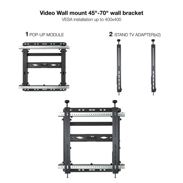 TooQ - Soporte Video Wall de Pared para Pantalla 45"-70", Negro