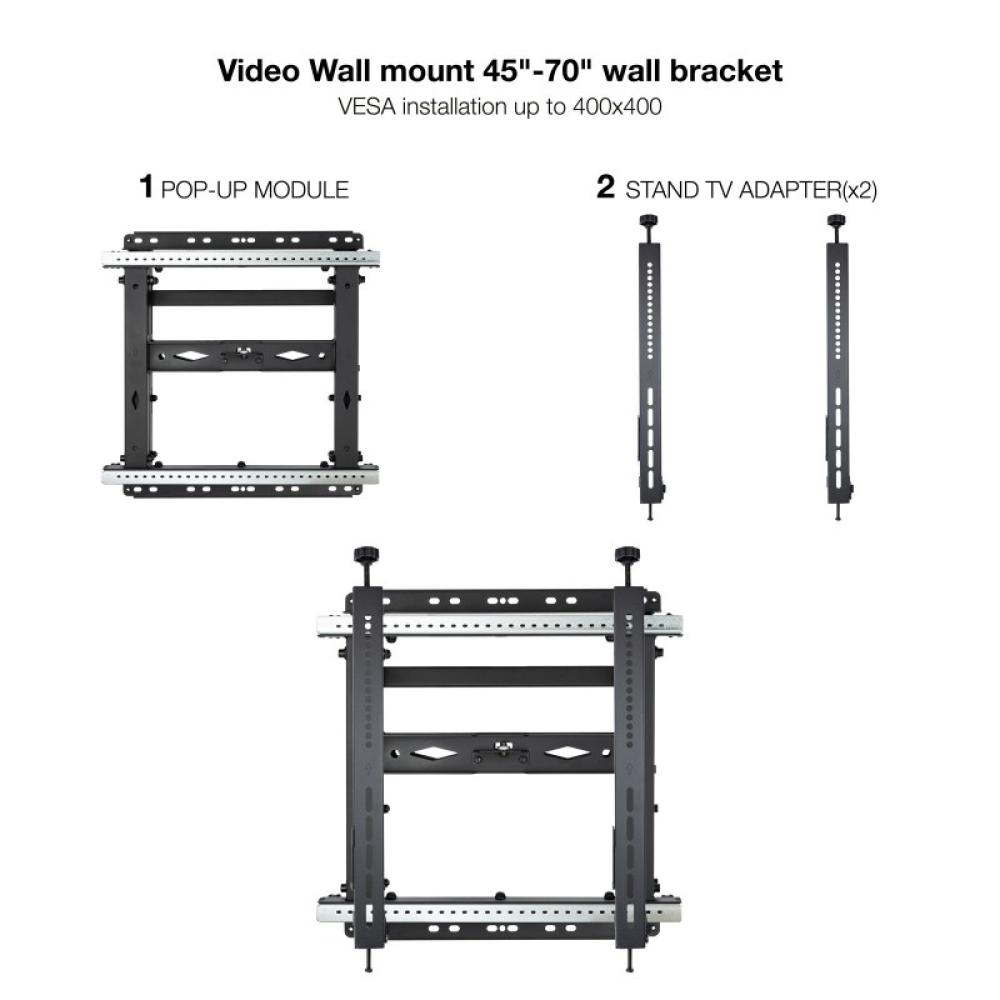 TooQ - Soporte Video Wall de Pared para Pantalla 45"-70", Negro