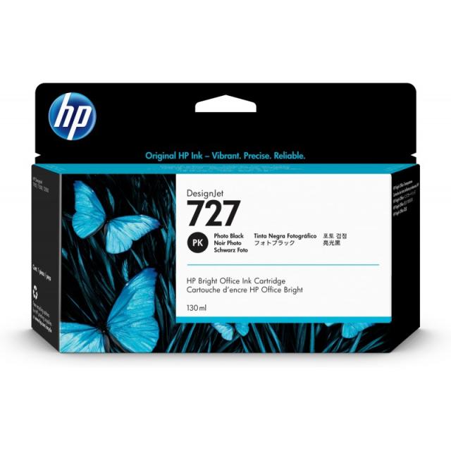 HP - Cartucho de tinta DesignJet 727 negro fotográfico de 130 ml