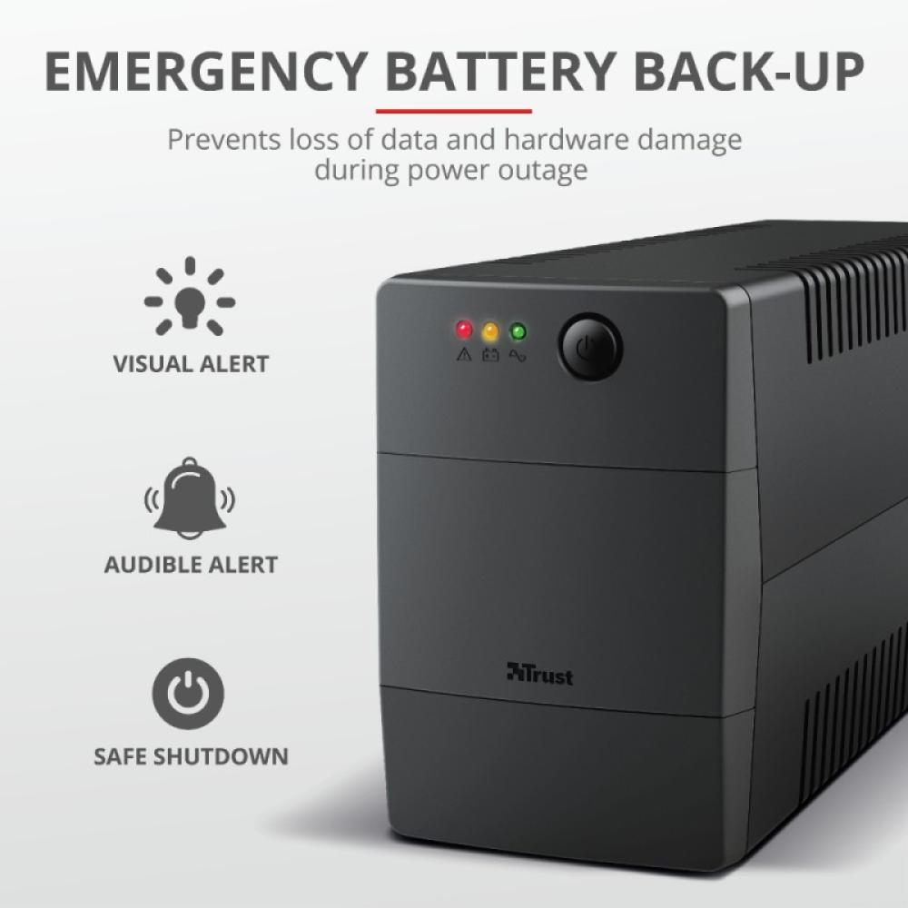 Trust - Paxxon sistema de alimentación ininterrumpida (UPS) 0,8 kVA 480 W 2 salidas AC