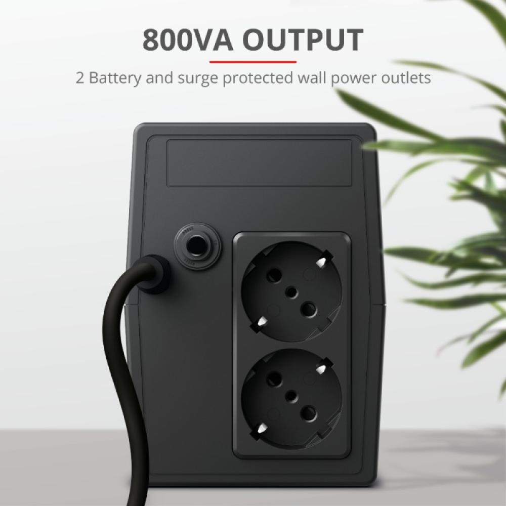Trust - Paxxon sistema de alimentación ininterrumpida (UPS) 0,8 kVA 480 W 2 salidas AC