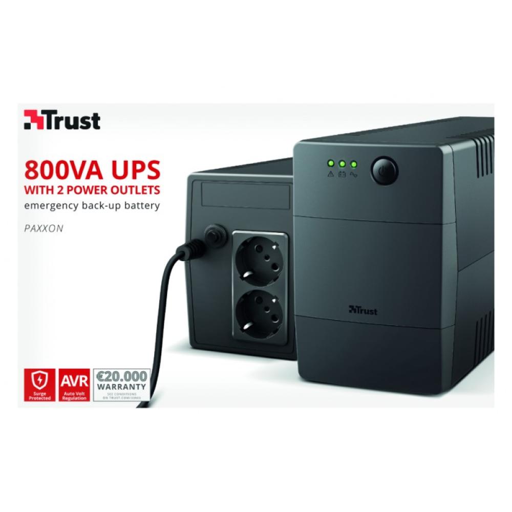 Trust - Paxxon sistema de alimentación ininterrumpida (UPS) 0,8 kVA 480 W 2 salidas AC