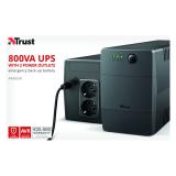 Trust - Paxxon sistema de alimentación ininterrumpida (UPS) 0,8 kVA 480 W 2 salidas AC