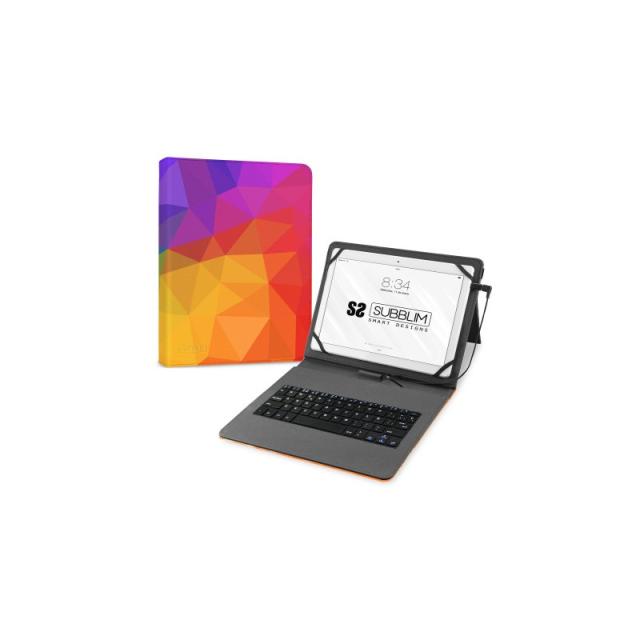 SUBBLIM - Funda con Teclado Micro USB – Type C KEYTAB USB 11" Triangulos