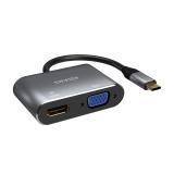 AISENS - Conversor USB-C a VGA/HDMI 4K, USB-C/M-VGA/H-HDMI/H, Gris, 15CM
