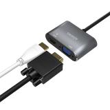 AISENS - Conversor USB-C a VGA/HDMI 4K, USB-C/M-VGA/H-HDMI/H, Gris, 15CM