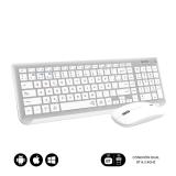 SUBBLIM - Teclado con Ratón Bluetooth + 2.4G Combo Dual Prestige Extendido Plata/Blanco
