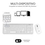 SUBBLIM - Teclado con Ratón Bluetooth + 2.4G Combo Dual Prestige Extendido Plata/Blanco