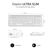 SUBBLIM - Teclado con Ratón Bluetooth + 2.4G Combo Dual Prestige Extendido Plata/Blanco