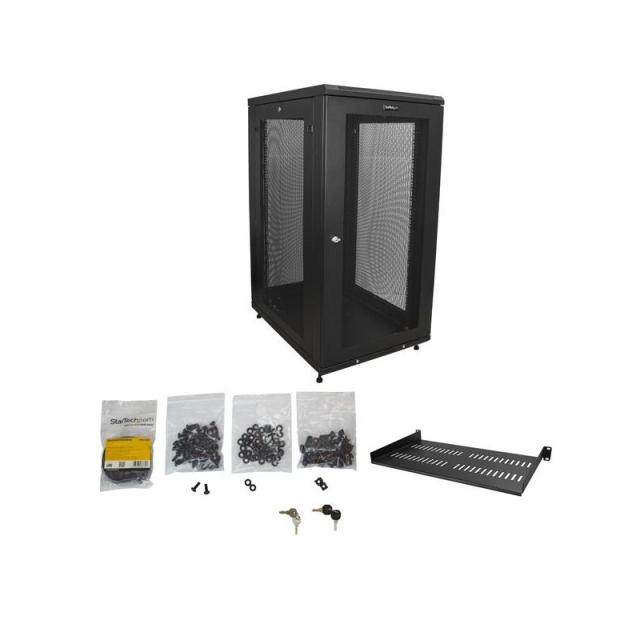 StarTech.com - Armario Rack para Servidores 24U 19" 4 Columnas - Rack de Servidores con Cerradura y Seguro - Rack con Ruedas y C