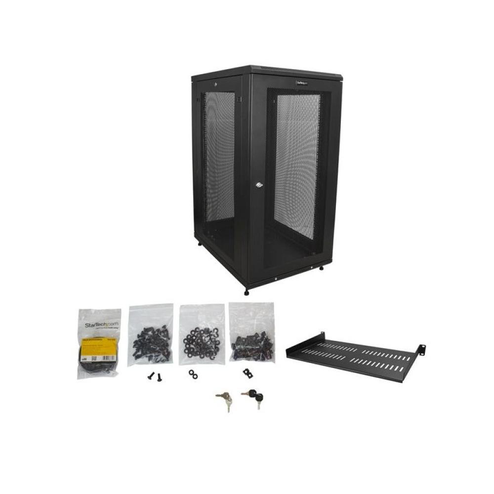 StarTech.com - Armario Rack para Servidores 24U 19" 4 Columnas - Rack de Servidores con Cerradura y Seguro - Rack con Ruedas y C