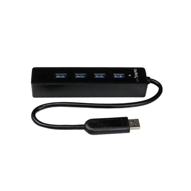StarTech.com - Adaptador Concentrador Hub Ladrón USB 3.0 (5Gbps) Super Speed Portátil de 4 Puertos Salidas - Negro