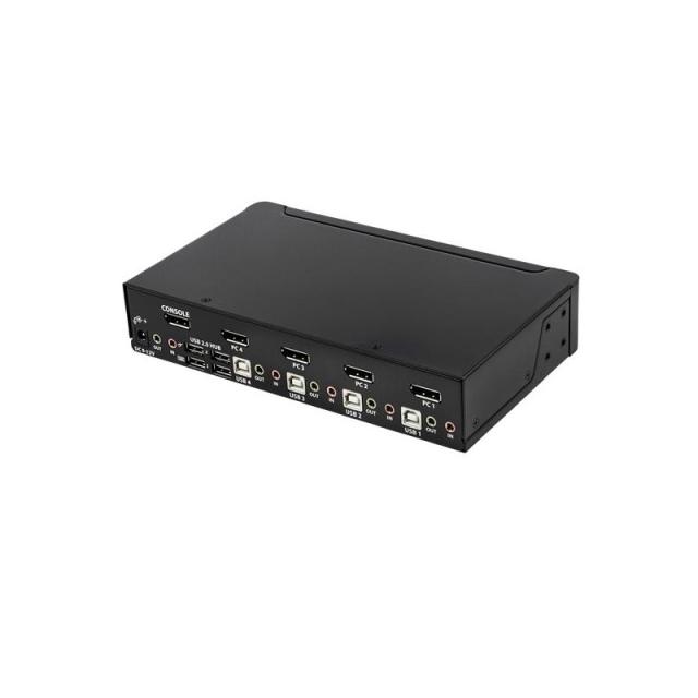 StarTech.com - Switch Conmutador KVM de 4 Puertos DisplayPort - 4K 60Hz - para Una Pantalla - Switch KVM de 4 Puertos DP 1.2 con