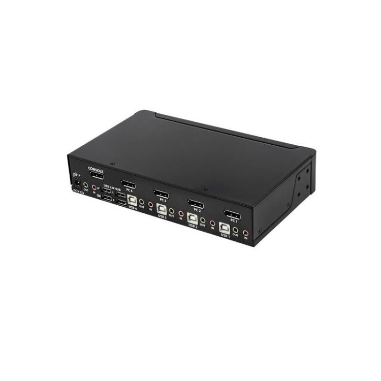 StarTech.com - Switch Conmutador KVM de 4 Puertos DisplayPort - 4K 60Hz - para Una Pantalla - Switch KVM de 4 Puertos DP 1.2 con