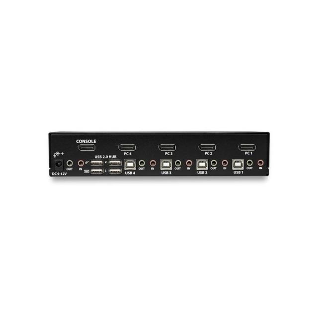 StarTech.com - Switch Conmutador KVM de 4 Puertos DisplayPort - 4K 60Hz - para Una Pantalla - Switch KVM de 4 Puertos DP 1.2 con