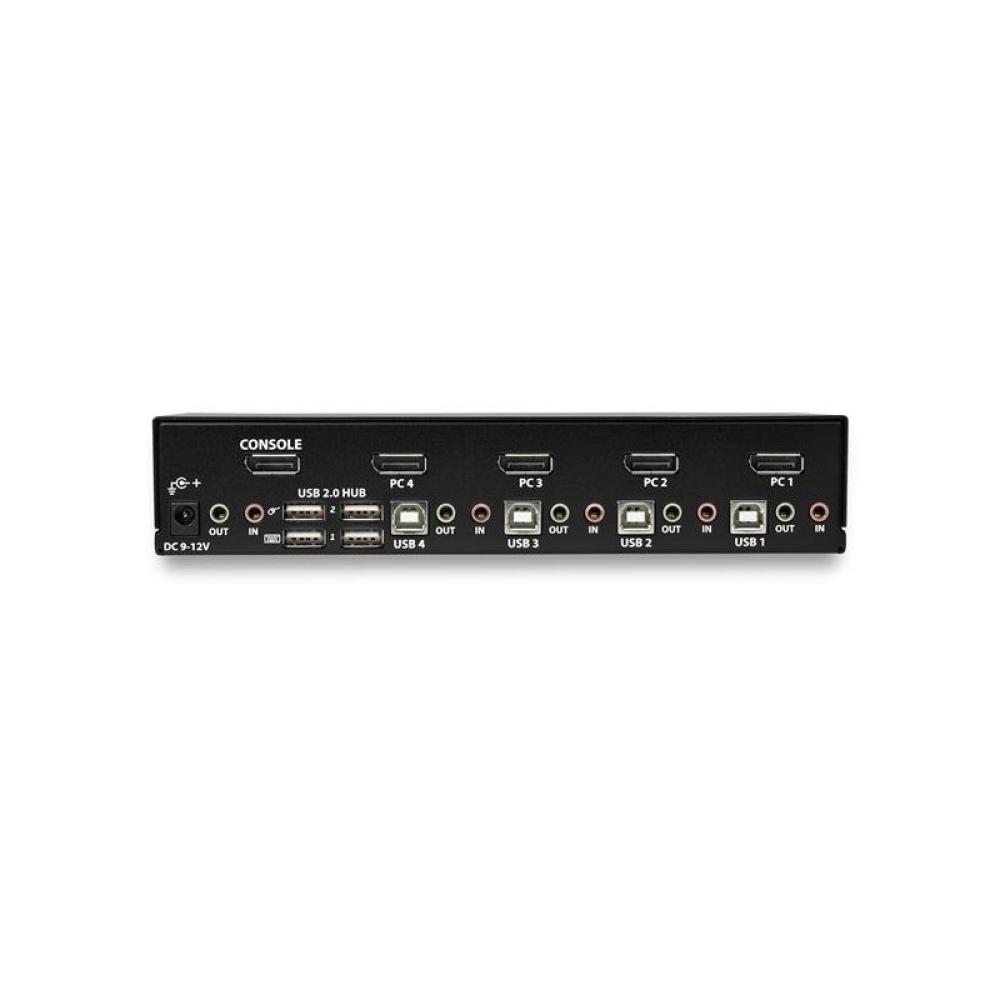 StarTech.com - Switch Conmutador KVM de 4 Puertos DisplayPort - 4K 60Hz - para Una Pantalla - Switch KVM de 4 Puertos DP 1.2 con