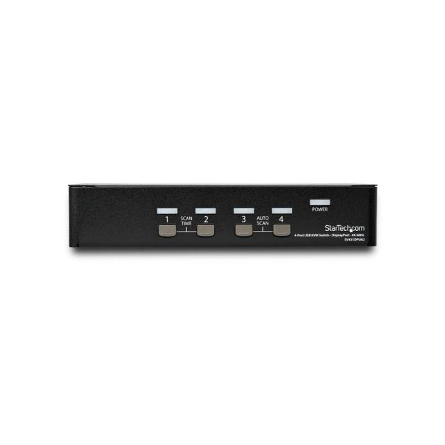 StarTech.com - Switch Conmutador KVM de 4 Puertos DisplayPort - 4K 60Hz - para Una Pantalla - Switch KVM de 4 Puertos DP 1.2 con