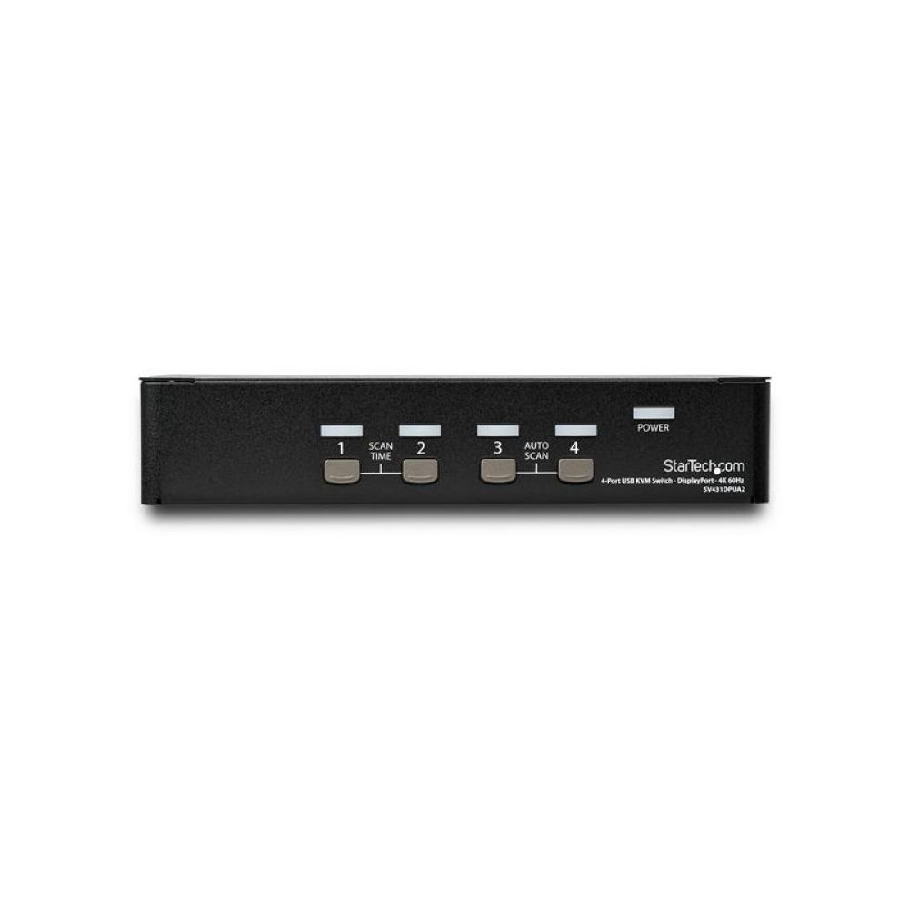 StarTech.com - Switch Conmutador KVM de 4 Puertos DisplayPort - 4K 60Hz - para Una Pantalla - Switch KVM de 4 Puertos DP 1.2 con