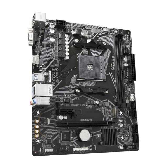 GIGABYTE - Placa base A520M K V2 - Compatible con CPUs AMD Ryzen serie 5000 AM4, hasta 5100MHz DDR4 (OC), PCIe Gen3 x4 M.2, LAN