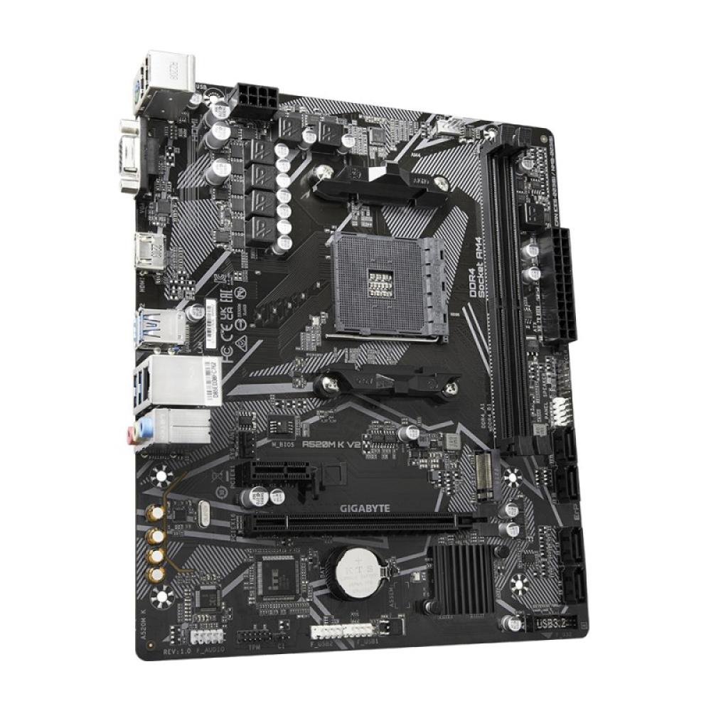 GIGABYTE - Placa base A520M K V2 - Compatible con CPUs AMD Ryzen serie 5000 AM4, hasta 5100MHz DDR4 (OC), PCIe Gen3 x4 M.2, LAN