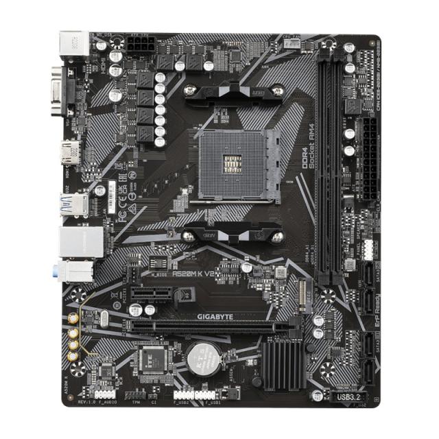 GIGABYTE - Placa base A520M K V2 - Compatible con CPUs AMD Ryzen serie 5000 AM4, hasta 5100MHz DDR4 (OC), PCIe Gen3 x4 M.2, LAN