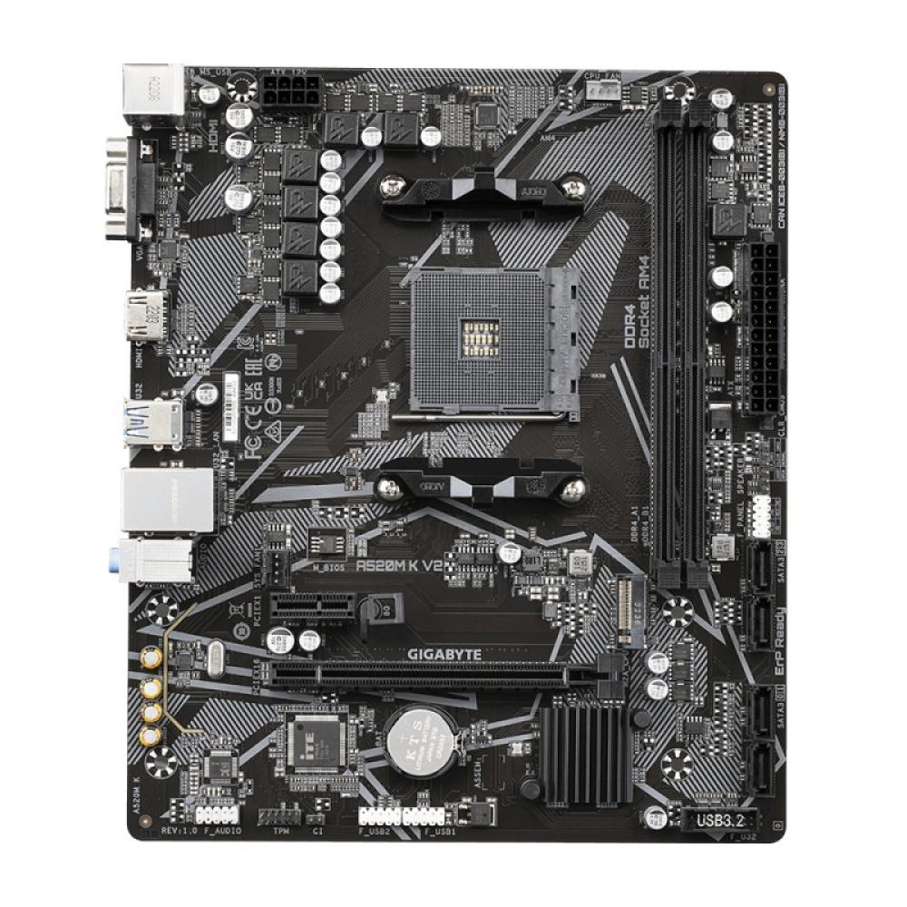 GIGABYTE - Placa base A520M K V2 - Compatible con CPUs AMD Ryzen serie 5000 AM4, hasta 5100MHz DDR4 (OC), PCIe Gen3 x4 M.2, LAN