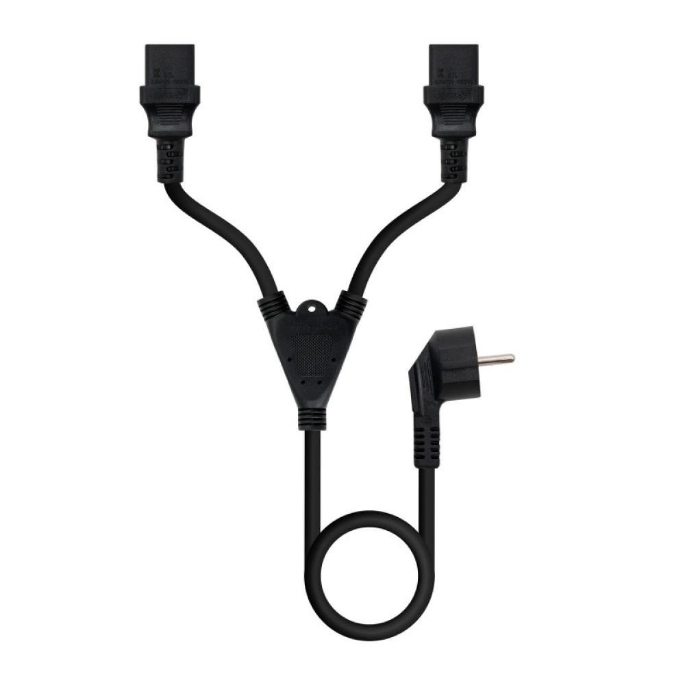 Nanocable - Cable de Alimentación CEE7/M a 2xC13/H, Negro, 1.8 m