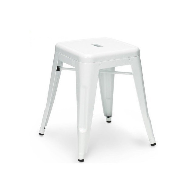 Taburete TOL 45, bajo, acero, blanco