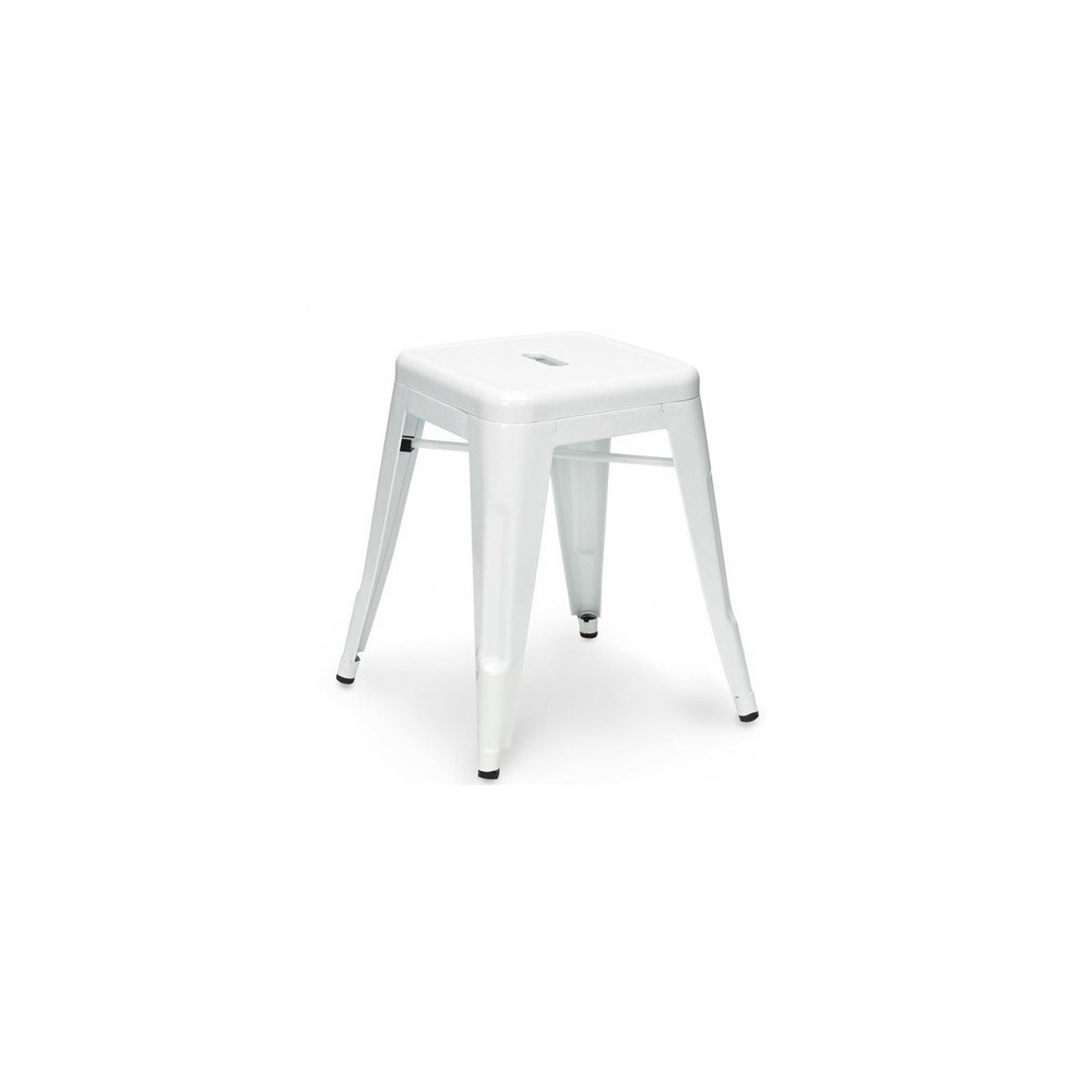 Taburete TOL 45, bajo, acero, blanco