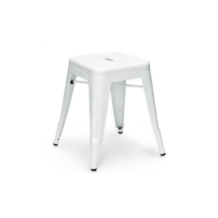 Taburete TOL 45, bajo, acero, blanco
