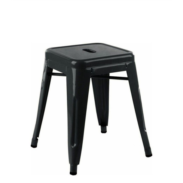 Taburete TOL 45, bajo, acero, negro