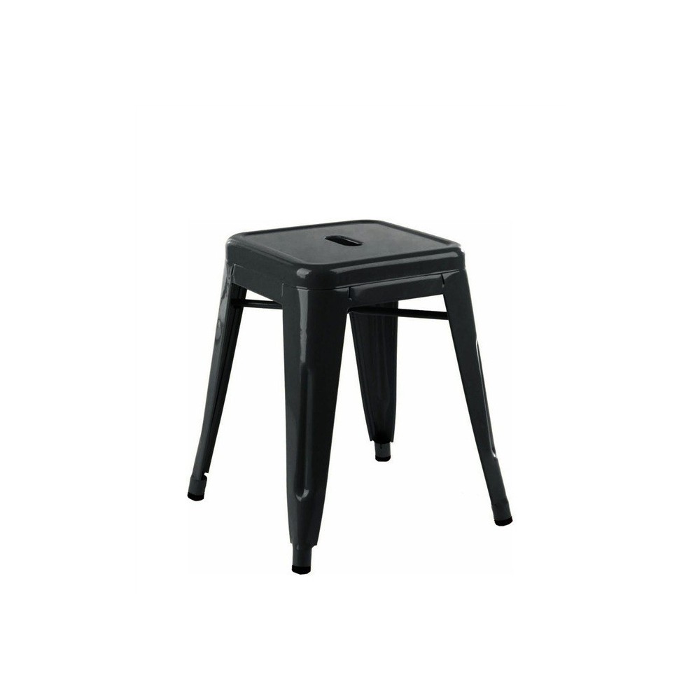 Taburete TOL 45, bajo, acero, negro