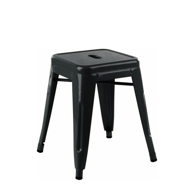 Taburete TOL 45, bajo, acero, negro