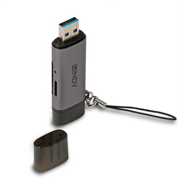Lindy - 43335 lector de tarjeta USB 3.2 Gen 1 (3.1 Gen 1) Type-A/Type-C Negro, Gris
