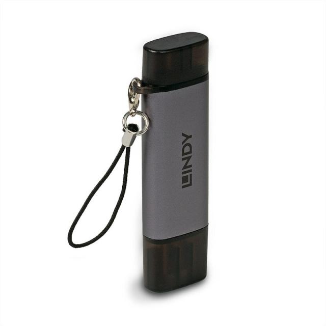 Lindy - 43335 lector de tarjeta USB 3.2 Gen 1 (3.1 Gen 1) Type-A/Type-C Negro, Gris