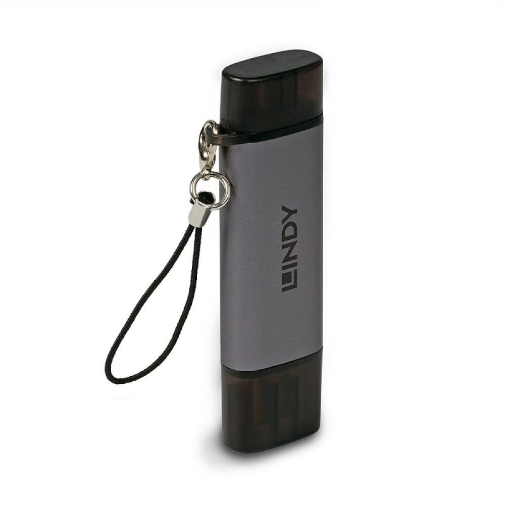 Lindy - 43335 lector de tarjeta USB 3.2 Gen 1 (3.1 Gen 1) Type-A/Type-C Negro, Gris