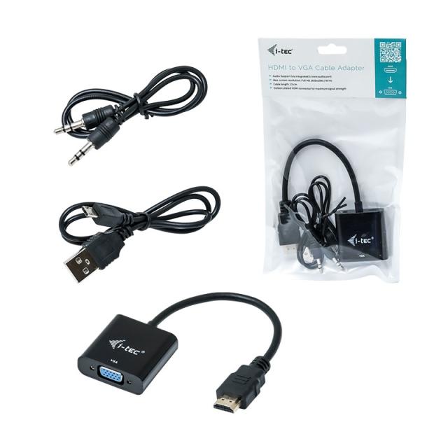 i-tec - HDMI2VGAADA adaptador de cable de vídeo 0,15 m HDMI VGA Negro