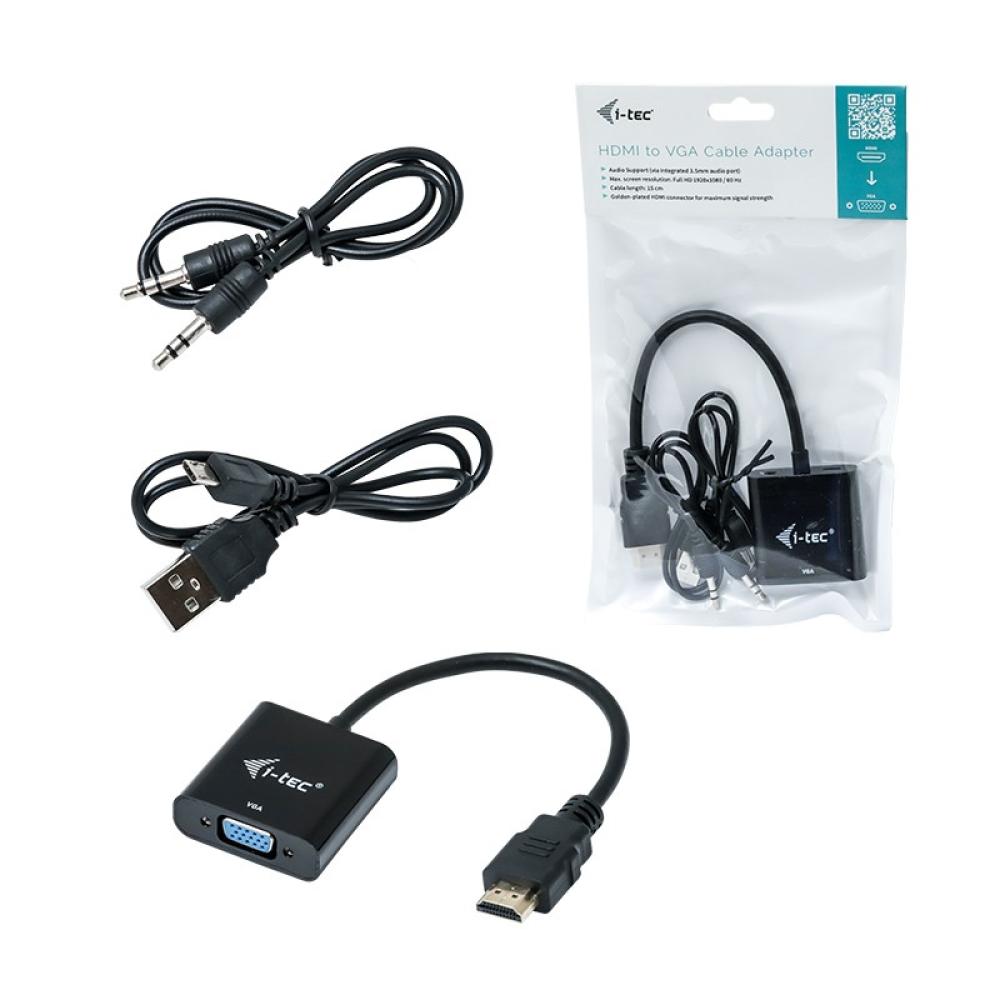 i-tec - HDMI2VGAADA adaptador de cable de vídeo 0,15 m HDMI VGA Negro
