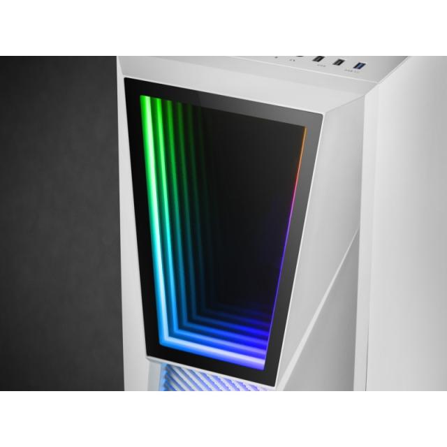 Mars Gaming - MC777W, Caja PC Gaming, Infinity Mirror ARGB, Cristal Templado, 2xVentilador Chroma ARGB, Blanco